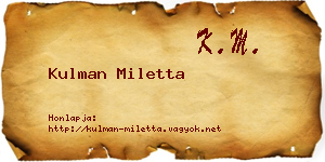 Kulman Miletta névjegykártya